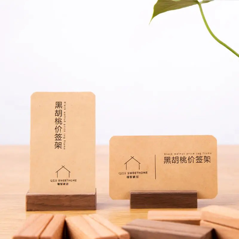 Wooden Numbers Photo Display Stand Business Card Holder Name Memo Clips Office Desk Organizer Dinner Party #723