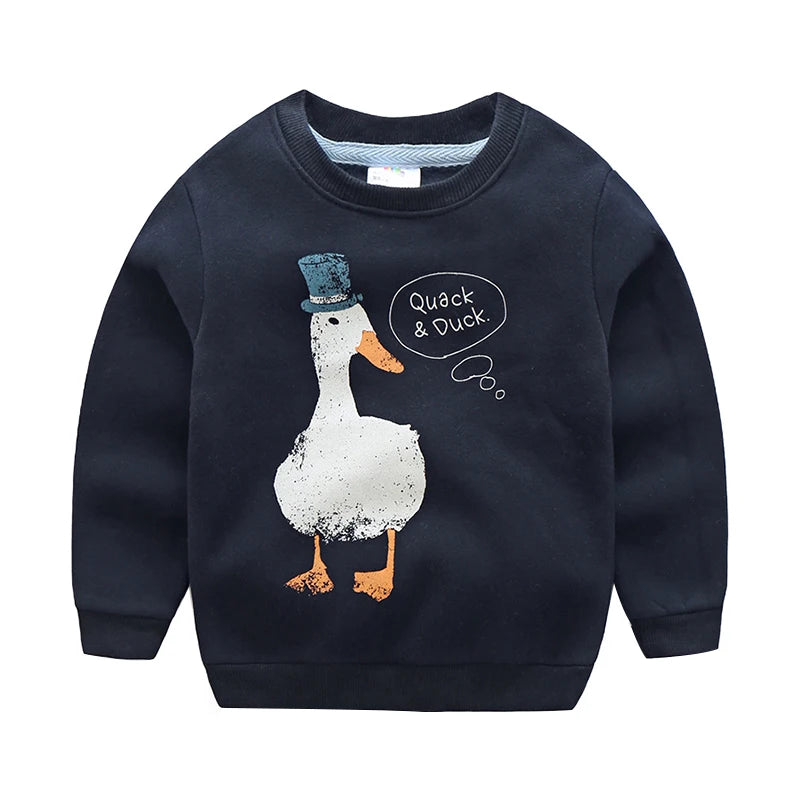 2025 Spring Autumn Korea Style 2 3 4 6 8 10 Years Children'S Birthday Long Sleeve Cartoon Animal Print Kids Baby Boy Sweatshirt