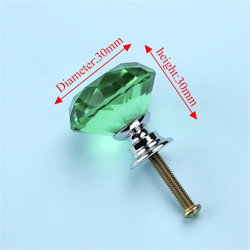 NAIERDI 20mm 30mm Diamond Crystal Glass Knobs Cupboard Pulls Drawer Knobs Kitchen Cabinet Handles Modern Style Furniture Pulls