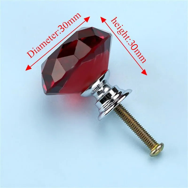 NAIERDI 20mm 30mm Diamond Crystal Glass Knobs Cupboard Pulls Drawer Knobs Kitchen Cabinet Handles Modern Style Furniture Pulls