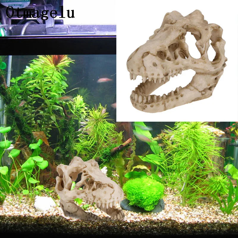 Easter Island Dinosaur Fossil Stone Statue Resin Ornament Fish Tank Aquarium Decoration Gnome Reptile Tank Artificial Home Decor