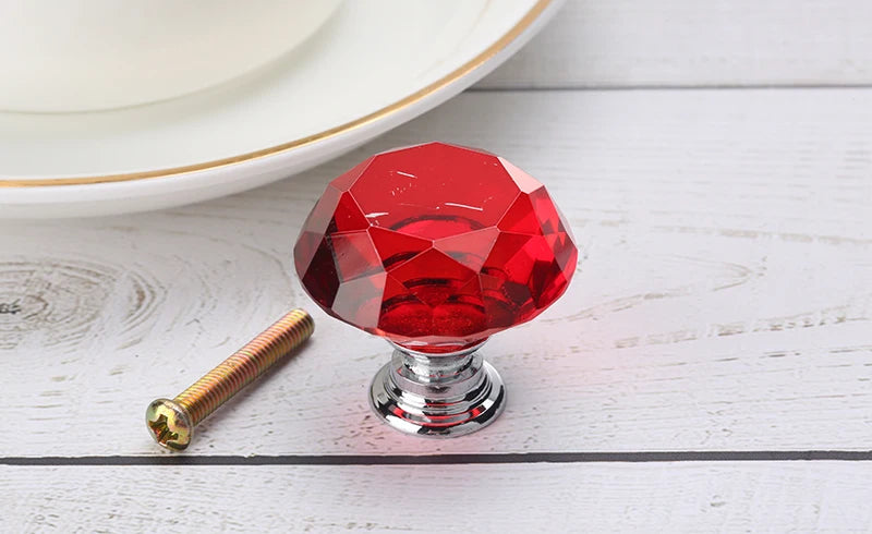 NAIERDI 20mm 30mm Diamond Crystal Glass Knobs Cupboard Pulls Drawer Knobs Kitchen Cabinet Handles Modern Style Furniture Pulls