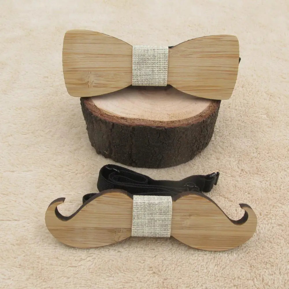 Fashion New Style Mustache Geometry Children Wooden Bowtie Baby Kid Classical Pet Bamboo Wood Butterfly Bow ties