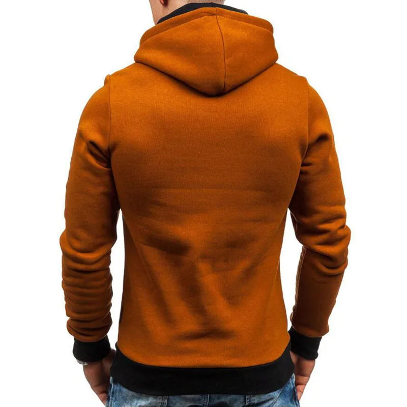 New Casual Solid Mens Hoodies Diagonal Zipper Long Sleeve Hoodie Sweatshirts Men Hoody Pullover Sweatshirt Hooded Sweat Homme