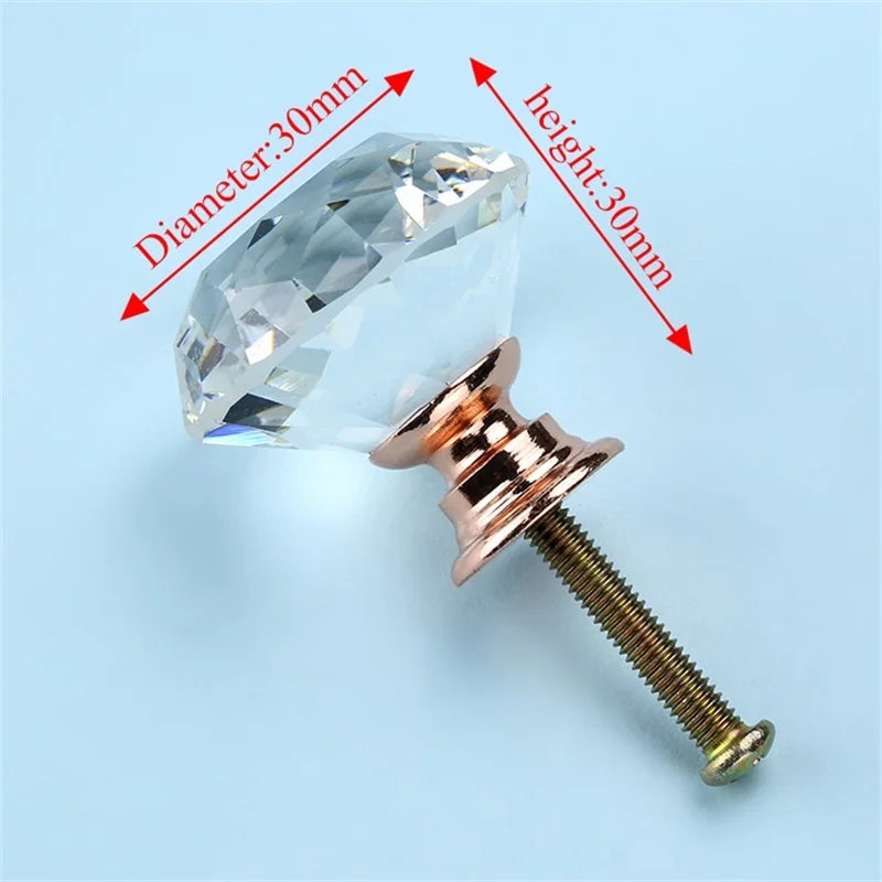 NAIERDI 20mm 30mm Diamond Crystal Glass Knobs Cupboard Pulls Drawer Knobs Kitchen Cabinet Handles Modern Style Furniture Pulls