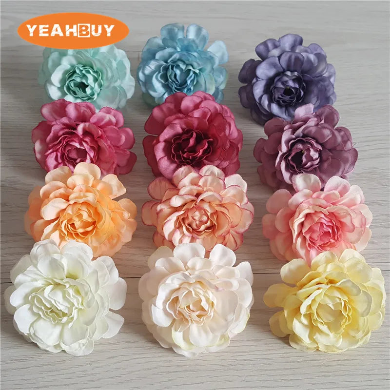 100pcs 5cm 12colors artificial azalea flower head peony rose DIY rhododendro wedding flowers wreath garland home decor floral pr