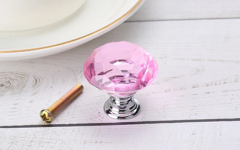 NAIERDI 20mm 30mm Diamond Crystal Glass Knobs Cupboard Pulls Drawer Knobs Kitchen Cabinet Handles Modern Style Furniture Pulls