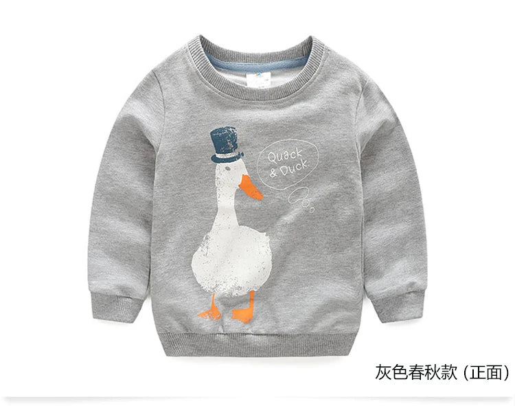 2025 Spring Autumn Korea Style 2 3 4 6 8 10 Years Children'S Birthday Long Sleeve Cartoon Animal Print Kids Baby Boy Sweatshirt