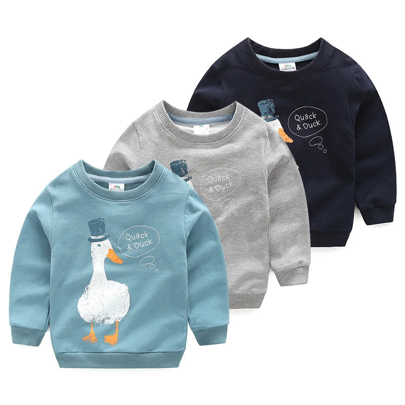 2025 Spring Autumn Korea Style 2 3 4 6 8 10 Years Children'S Birthday Long Sleeve Cartoon Animal Print Kids Baby Boy Sweatshirt