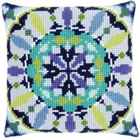 1patterns 411  DIY Needlework Kit  Acrylic Yarn Embroidery Pillow Tapestry Canvas Cushion Front Cross Stitch Pillowcase-