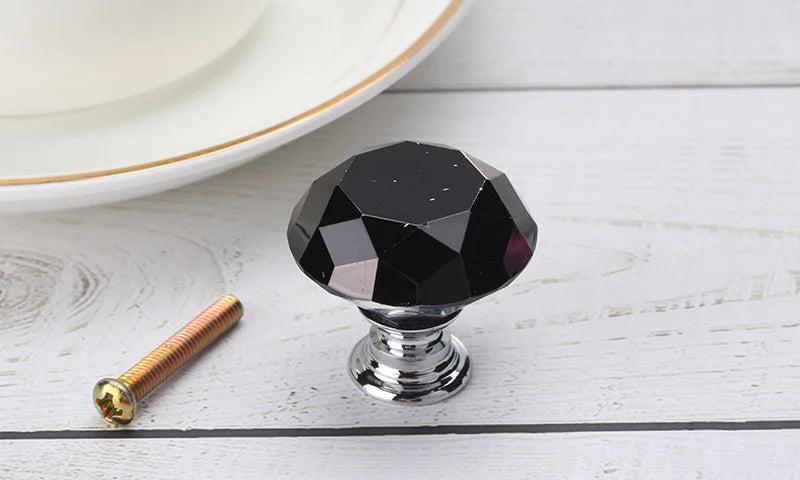 NAIERDI 20mm 30mm Diamond Crystal Glass Knobs Cupboard Pulls Drawer Knobs Kitchen Cabinet Handles Modern Style Furniture Pulls
