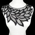 Black Feather Embroidery Patch Fabric Applique Neckline Collar Venice For Evening Dress Home Accessories DIY Sewing Repair