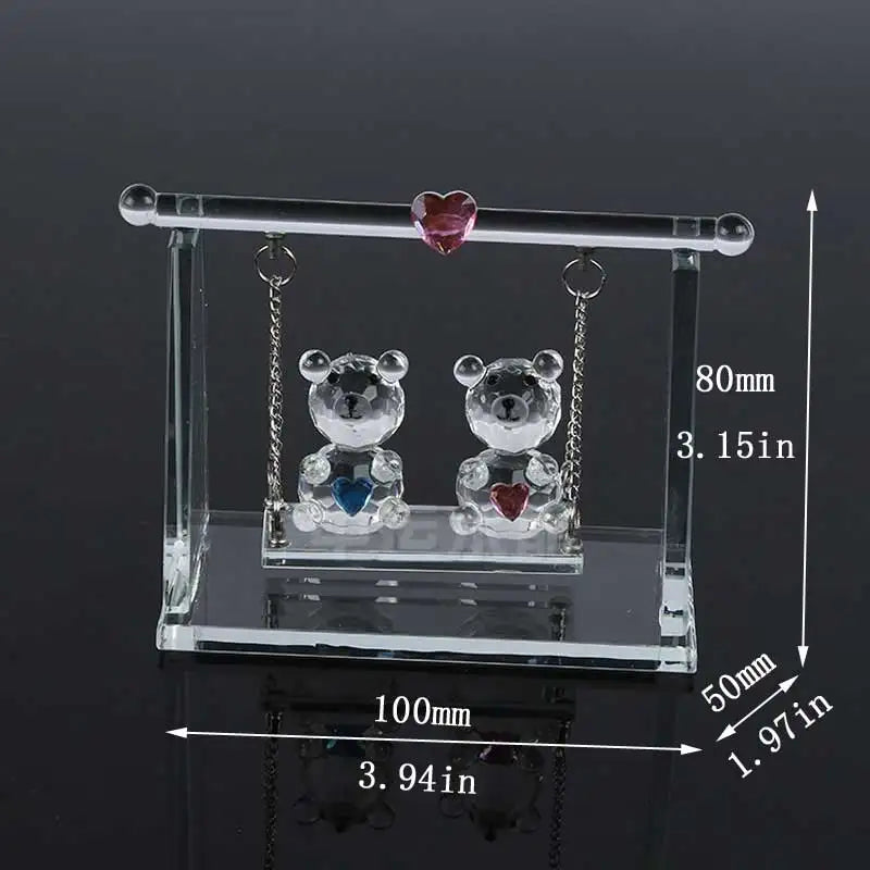 Crystal Couple Bear Figurine Glass Animal Bear Car Ornament Decor Home Table Decor Valentine's Day Gifts For Lovers