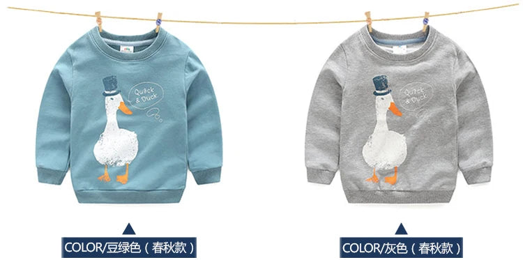 2025 Spring Autumn Korea Style 2 3 4 6 8 10 Years Children'S Birthday Long Sleeve Cartoon Animal Print Kids Baby Boy Sweatshirt