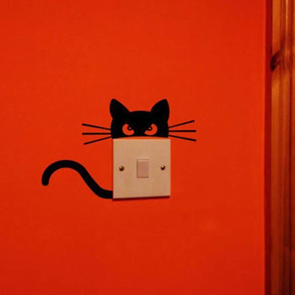 Cute Cat Wall Switch Sticker Home Decor Decal Home Decoration Sticker Wall Sticker Decal