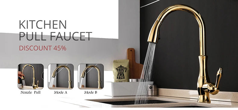 Brushed Nickel Kitchen Faucet Single Hole Pull Out Spout Kitchen Sink Mixer Tap Stream Sprayer Head Chrome/Black Mixer Tap866068