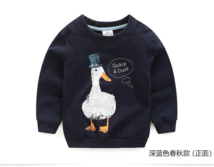 2025 Spring Autumn Korea Style 2 3 4 6 8 10 Years Children'S Birthday Long Sleeve Cartoon Animal Print Kids Baby Boy Sweatshirt