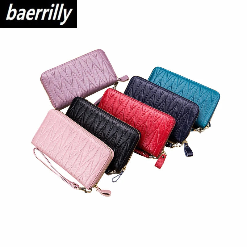 RFID Wallet for Women  Genuine Leather Female Travel Purse Zipper  Women's Wallet 36 Card Holder мини кошелек жен