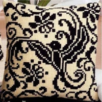 1patterns 411  DIY Needlework Kit  Acrylic Yarn Embroidery Pillow Tapestry Canvas Cushion Front Cross Stitch Pillowcase-