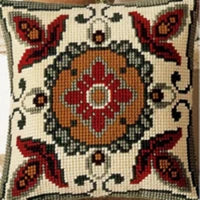 1patterns 411  DIY Needlework Kit  Acrylic Yarn Embroidery Pillow Tapestry Canvas Cushion Front Cross Stitch Pillowcase-