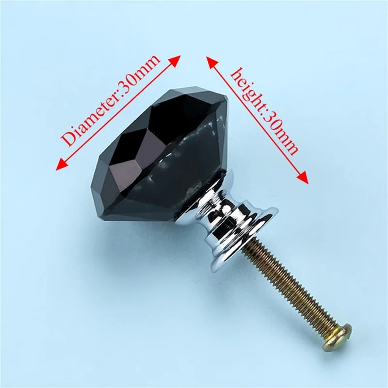 NAIERDI 20mm 30mm Diamond Crystal Glass Knobs Cupboard Pulls Drawer Knobs Kitchen Cabinet Handles Modern Style Furniture Pulls