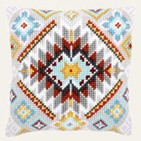 1patterns 411  DIY Needlework Kit  Acrylic Yarn Embroidery Pillow Tapestry Canvas Cushion Front Cross Stitch Pillowcase-