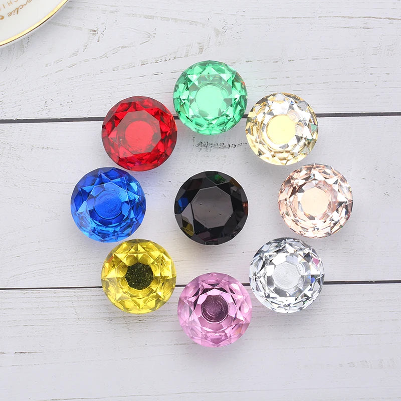 NAIERDI 20mm 30mm Diamond Crystal Glass Knobs Cupboard Pulls Drawer Knobs Kitchen Cabinet Handles Modern Style Furniture Pulls
