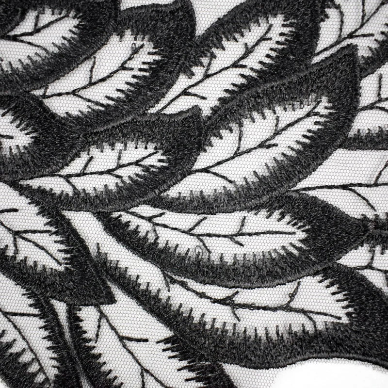 Black Feather Embroidery Patch Fabric Applique Neckline Collar Venice For Evening Dress Home Accessories DIY Sewing Repair