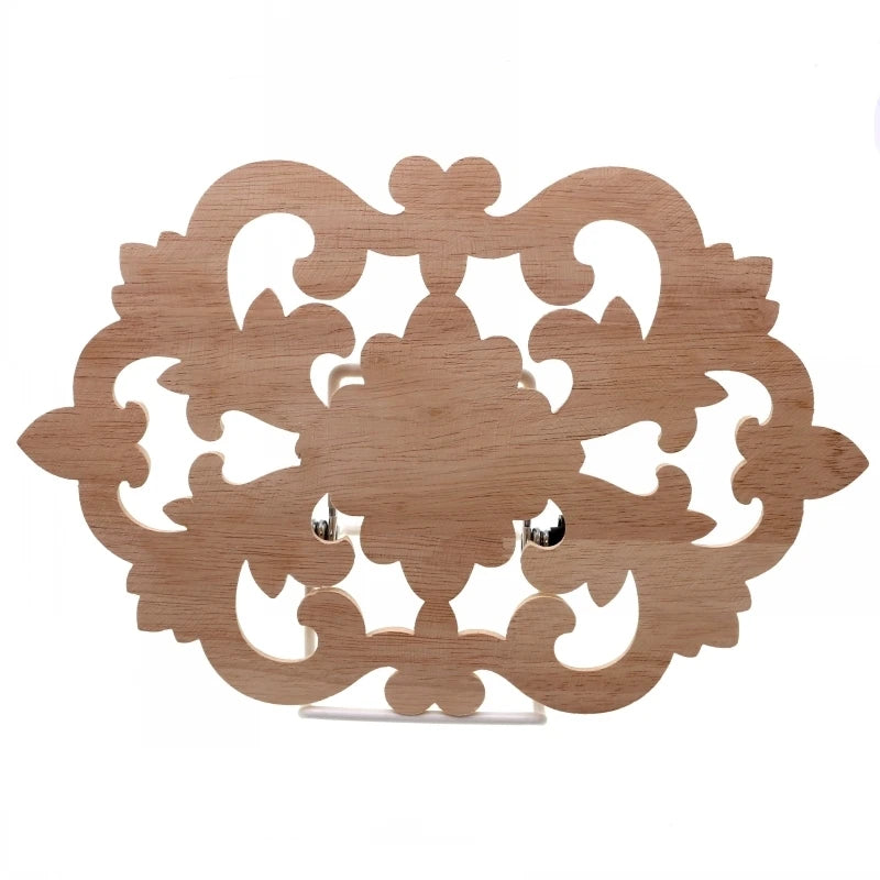 RUNBAZEF Woodcarving Furniture Decoration Style SolidWood Round Applique Door Heart Decorative Flower Funko Pop Artesanato Craft