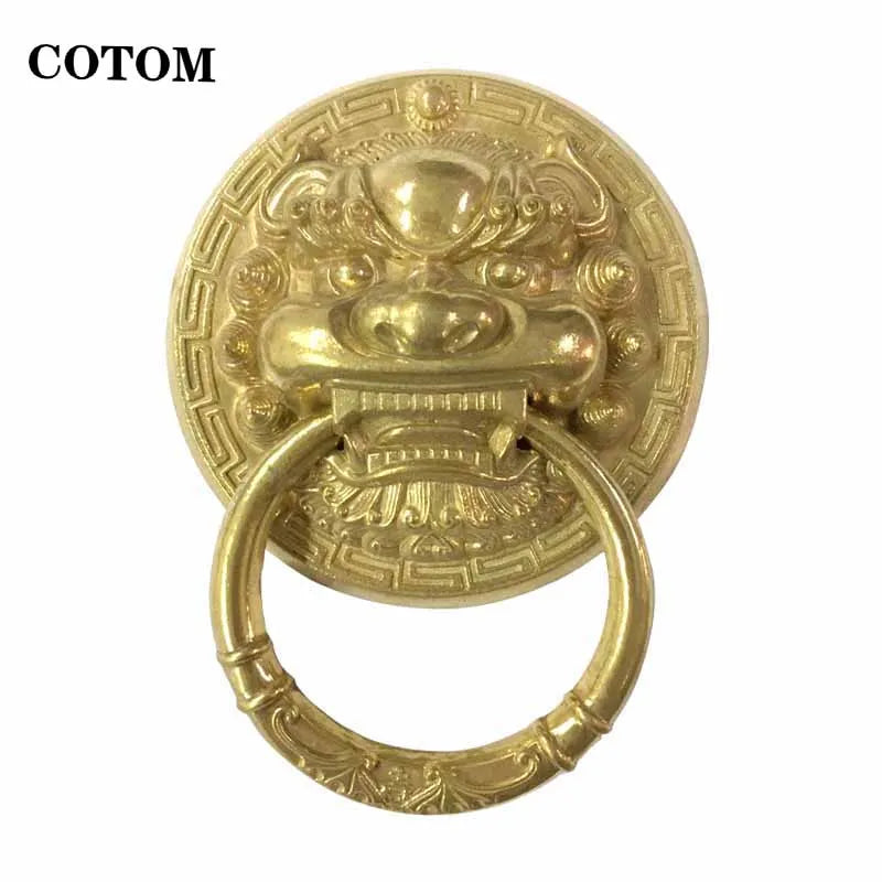 Vintage Fish Shape Small Brass Cabinet Knobs And Handles Handmade Ring Pull Drop Closet Drawer Door Furniture handles
