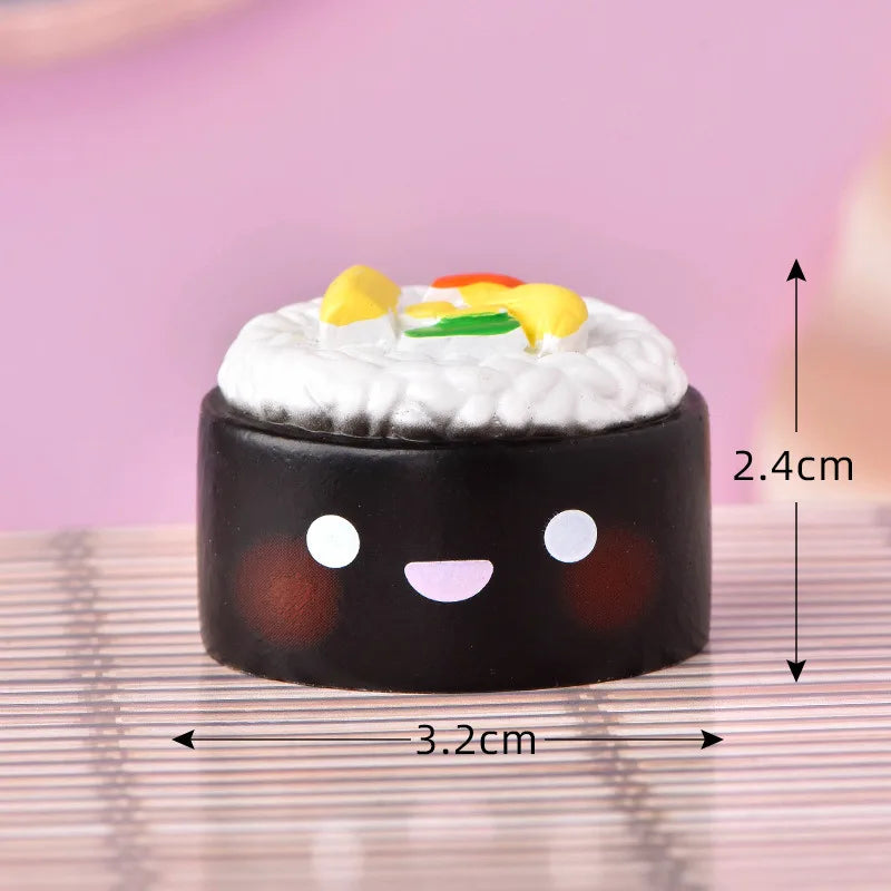 Cute Simulation Avocado Peach Sushi Egg Figurine Resin Cartoon Model Home Decor DIY Miniature Fairy Garden Cake Accessories