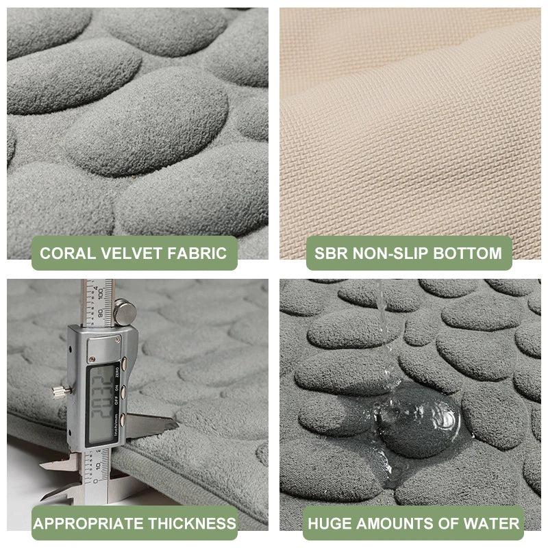 Cobblestone Embossed Bathroom Bath Mat Non-slip Carpets In Wash Basin Bathtub Side Floor Rug Shower Room Doormat Memory Foam Pad