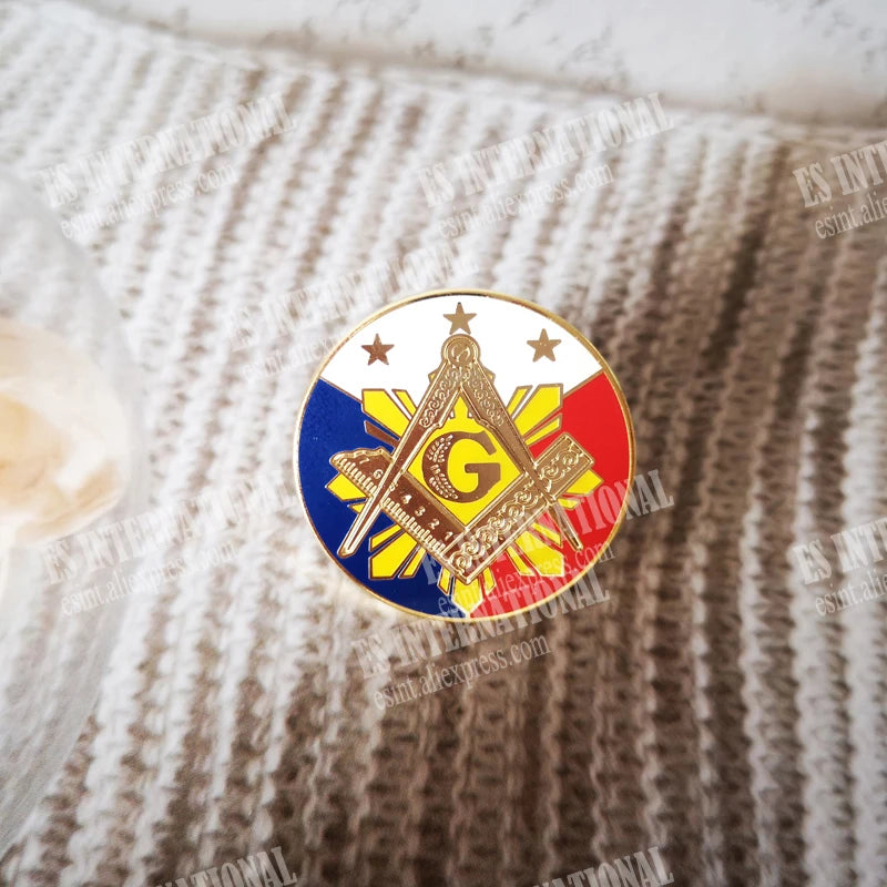 Masonic Lapel Pins Freemasonry Badge Mason Freemason BLM23 size2.6cm Simple creative Gold-plated Compass ruler men's businessies