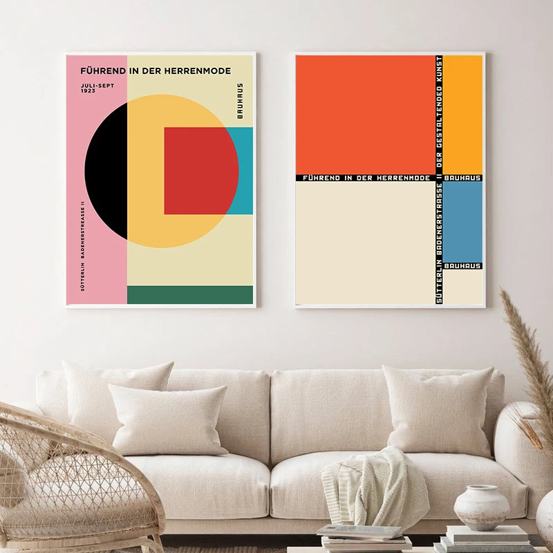 Bauhaus Museum Exhibition Posters and Prints Gallery Wall Art Pictures , Herbert Bayer Art Canvas Painting for Living Room Decor