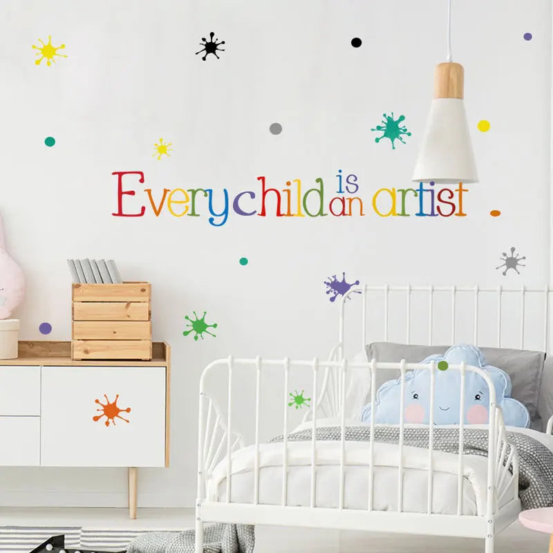 Every Child Is An Artist Wall Sticker English Proverbs For Kids Room Bedroom Decoration Home Decor Art Mural Colorful Stickers