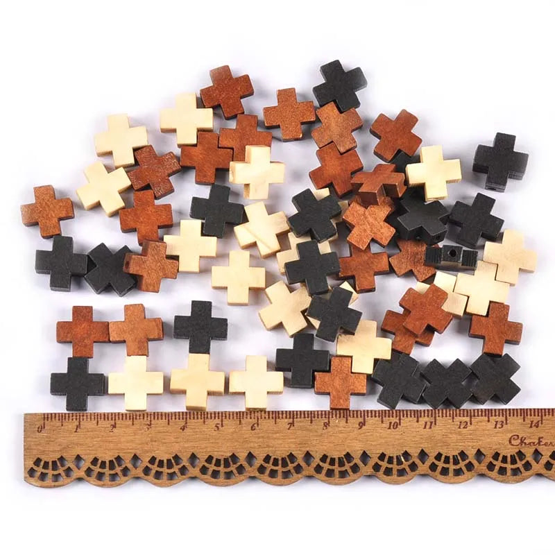 15x15mm 50Pcs Mixed Cross Unfinished Wooden Handmade Supplies Wood DIY Craft Scrapbook Home Decor Ornaments Accessories M2673