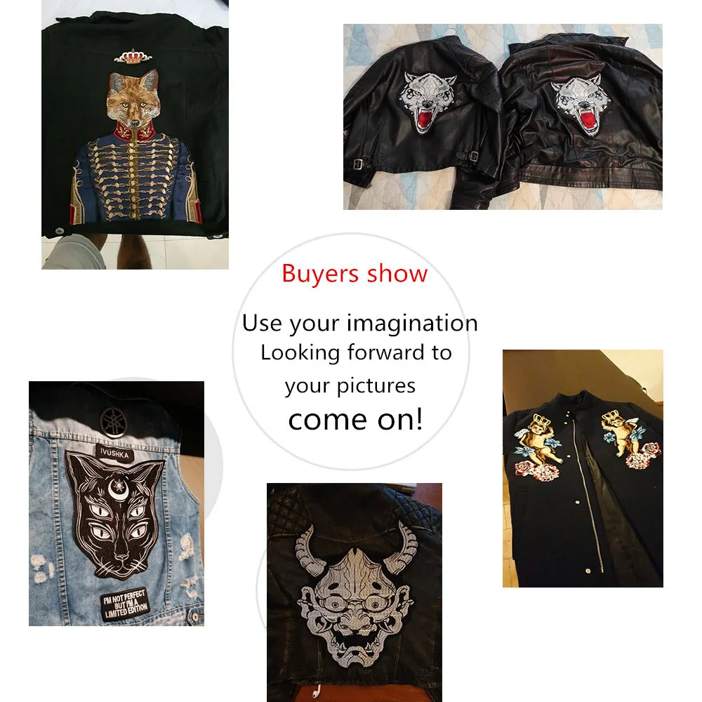 Large Skull Snake flower Biker Patches Iron on Embroidery Back Applique Jackets DIY Motorcycle Patch for Clothing Punk  Badge