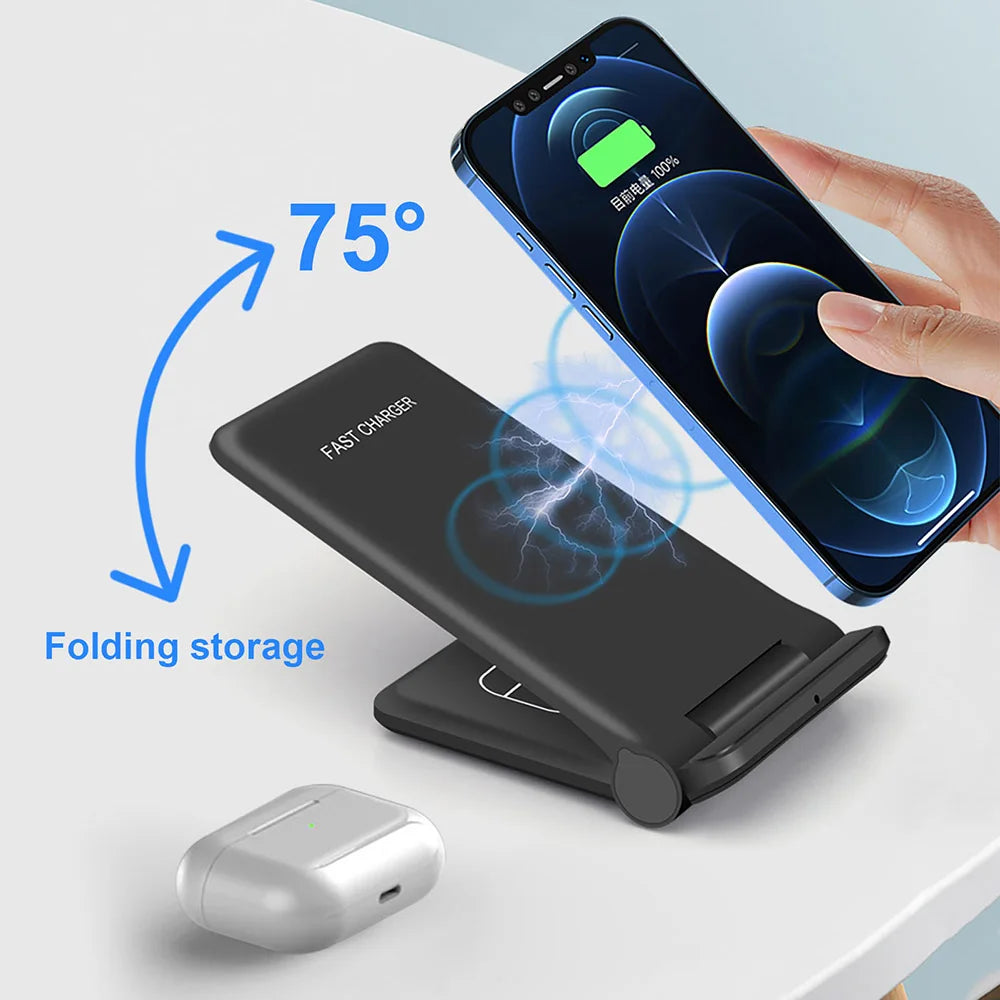 Foldable Wireless Charger 25W 2 in 1 Fast Charging Stand Pad For iPhone 15 14 13 12 11 8 XR X 8 Airpods Pro Samsung S23 S22 S21