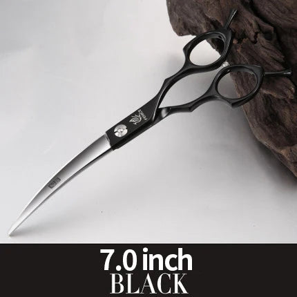 Fenice Professional symetrical handle colorful 6.5 inch pet dog curved animal grooming scissors