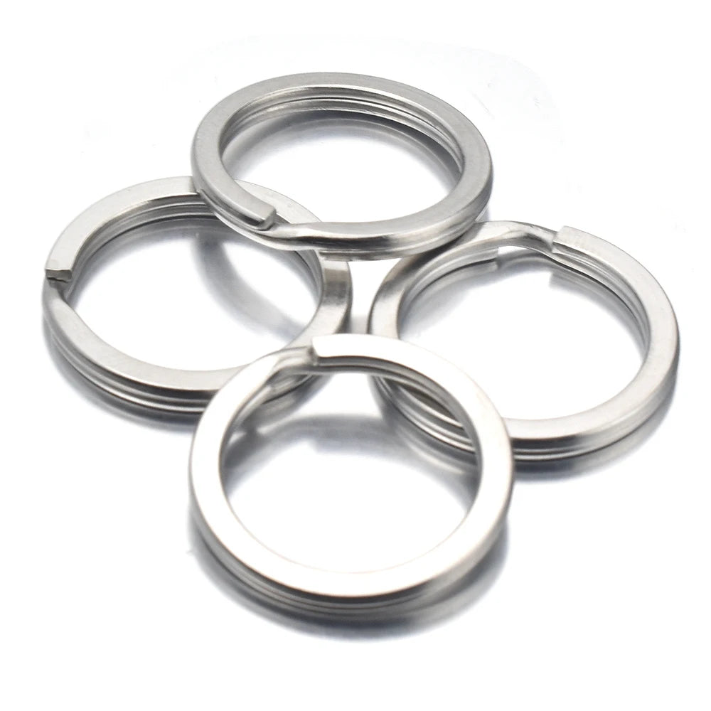 Aiovlo 20pcs/lot Stainless Steel Make Keychain Key Ring Flat