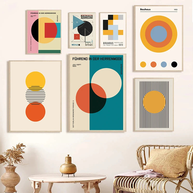 Bauhaus Museum Exhibition Posters and Prints Gallery Wall Art Pictures , Herbert Bayer Art Canvas Painting for Living Room Decor