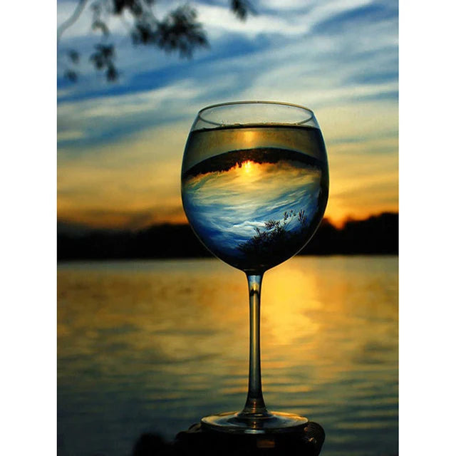 HOMFUN Full Diamond "Red Wine Glass" DIY 5D Diamond Painting Cross Stitch Home Decor Picture Of Rhinestone Handmade