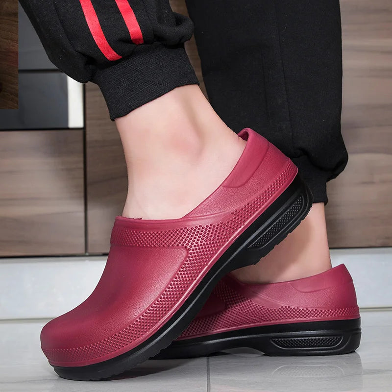 High Quality EVA Chef Shoes Non-slip Waterproof Oil-Proof Kitchen Cook Flat Working Shoes Hotel Restaurant Clogs Men Multicolor