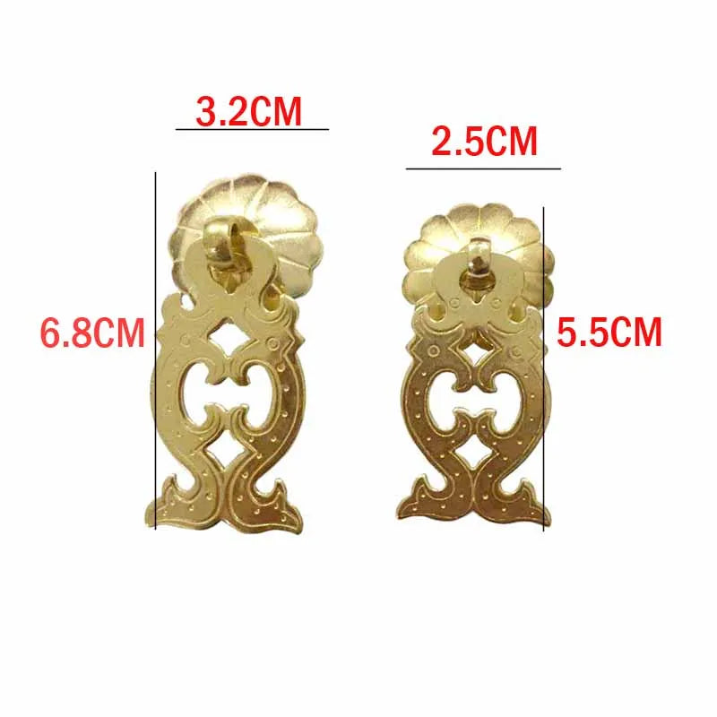 Vintage Fish Shape Small Brass Cabinet Knobs And Handles Handmade Ring Pull Drop Closet Drawer Door Furniture handles