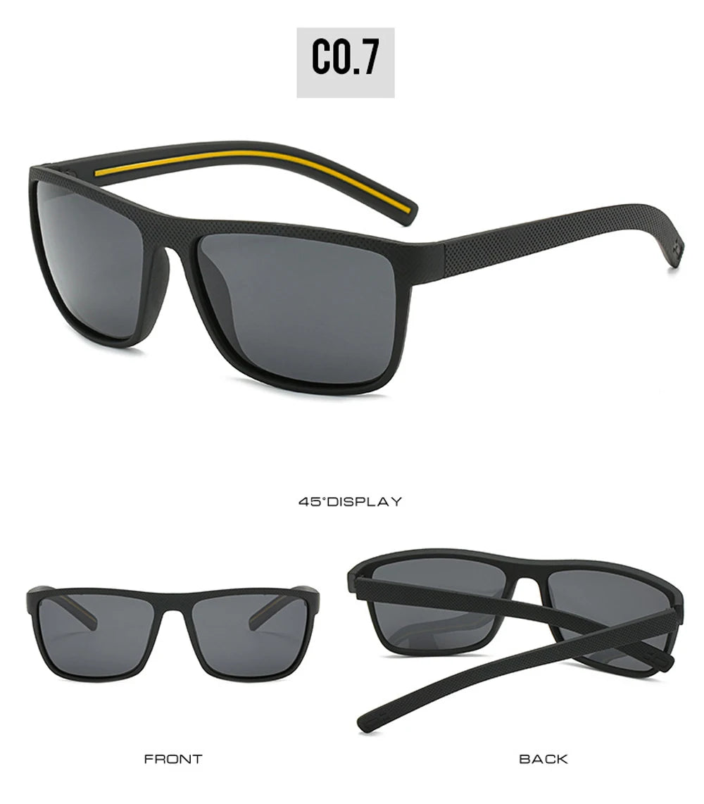 MUSELIFE Polarized Sunglasses for Men - Fashion Square Design Driving Eyewear in Plastic - Oculos de Sol for Travel