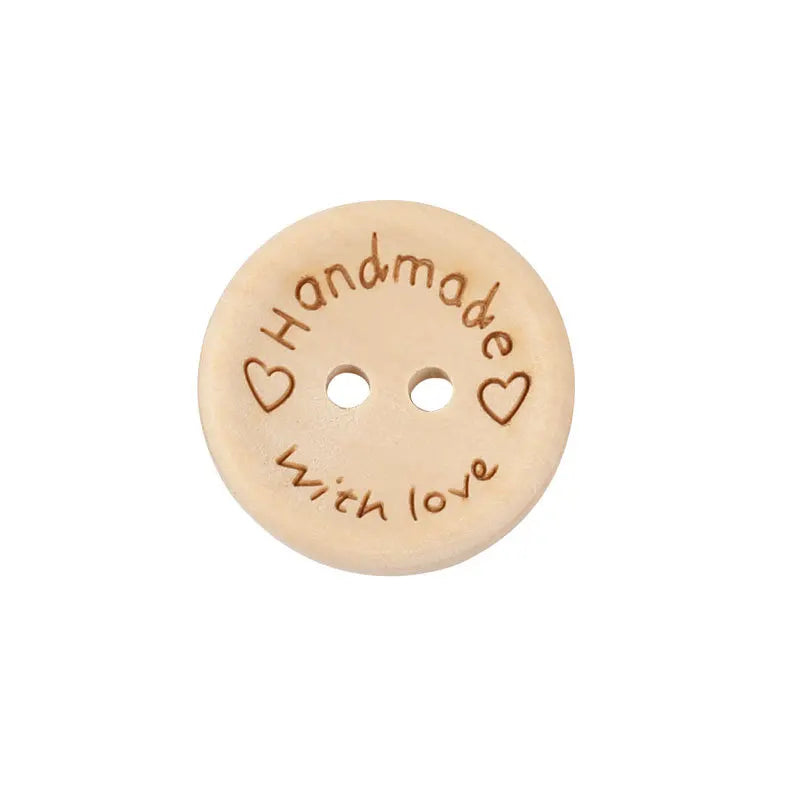 50Pcs 2Hole Natural Wooden Buttons handmade with love wood Button For Scrapbooking Craft DIY Baby Clothing Sewing Accessories