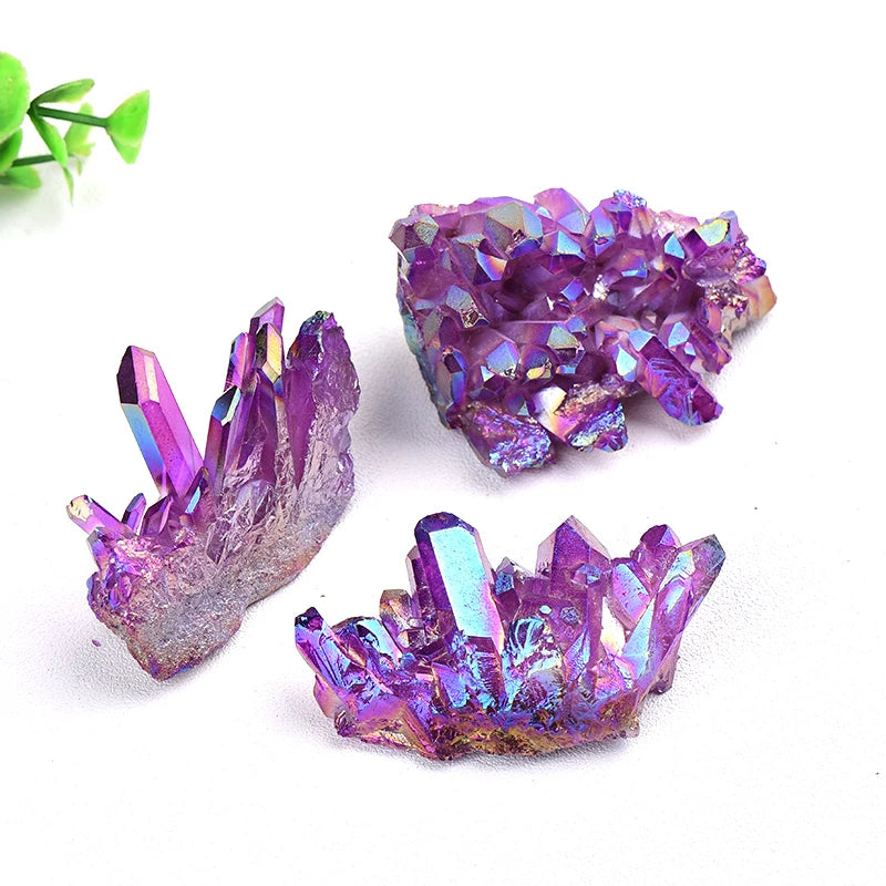 1PC 100% Natural Crystal Quartz Electroplated Colourful Column Reiki Mineral Ore Or Ornaments Aquarium Home Decor Healing Stone