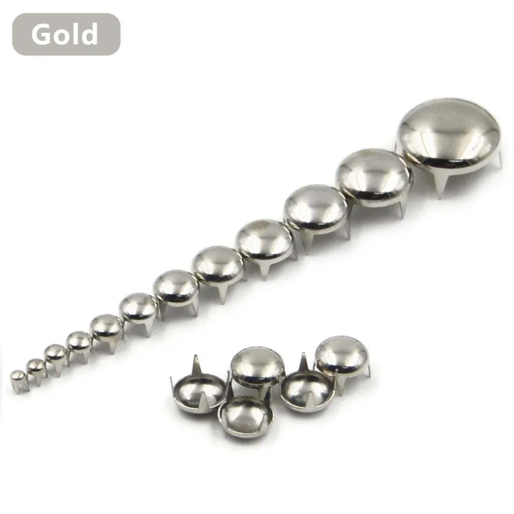 100pcs 2.5-16mm Round Dome Rivets Spike Studs Spots Nailhead Punk Rock DIY Leather Craft For Shoes Clothing Bag Parts Decoration