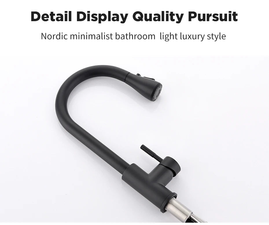 Brushed Nickel Kitchen Faucet Single Hole Pull Out Spout Kitchen Sink Mixer Tap Stream Sprayer Head Chrome/Black Mixer Tap866068