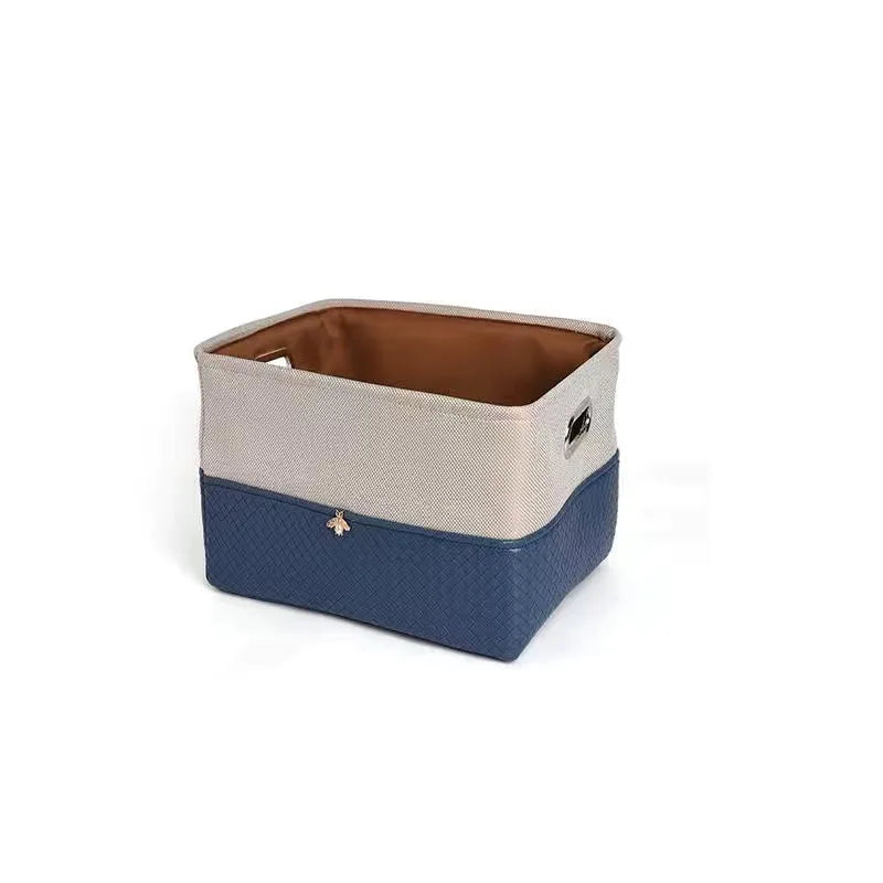 Foldable Storage Basket Organizer Toys Box Sundries Book Snack Desk Organizer Clothes Basket PU Laundry Hamper Home Decor